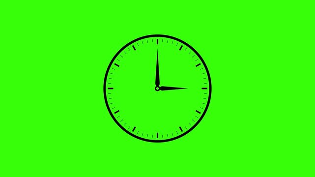 Minimal mechanical clock passing time green screen animation