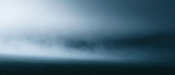Fototapeta premium Heavy white ground fog rolling across dark landscape, cinematic atmosphere
