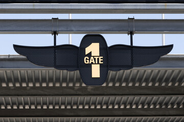 Naklejka premium Indianapolis Motor Speedway Gate One entrance. Hosting the Indy 500 and Brickyard, IMS is The Racing Capital of the World.