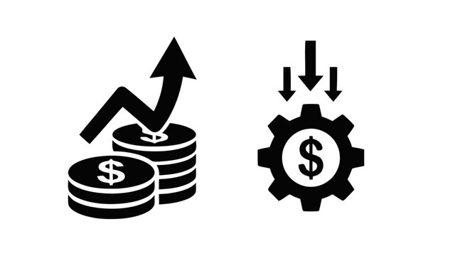 Vector illustration of financial growth and investment icons set, money increase and capital management on a transparent background