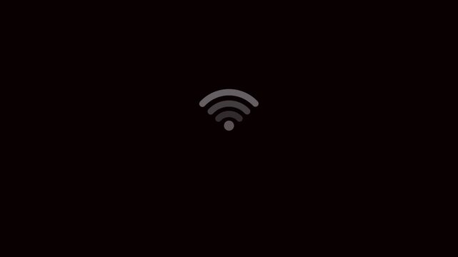 animated Wi-Fi internet network icon on black background. wi-fi network icon.4k animation video