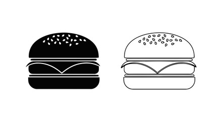 Fototapeta premium Vector illustration of set of two hamburger icons, solid and outline style on a transparent background