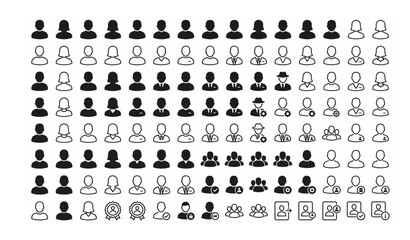 Fototapeta premium User Profile Vector Icon Pack with Male Female Avatar and Account Symbols