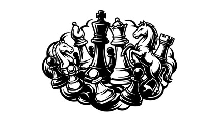 Chess Pieces Silhouette - Strategy, Competition, and Intellectual Game © Akun