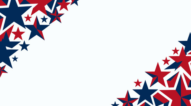 Red and blue star border corner frame illustration for independence day