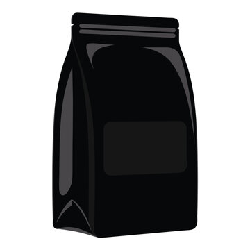 Matte Black Flat Bottom Coffee Bag Packaging Mockup Template
