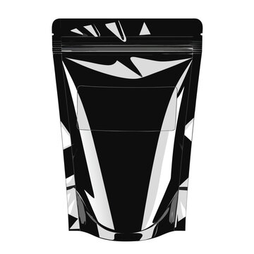 Glossy Black Foil Doypack Pouch Packaging Mockup Template