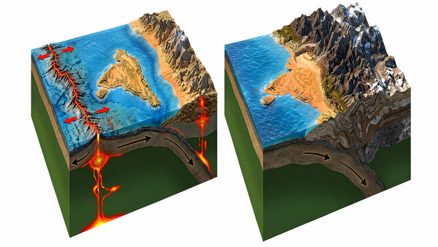 Geological model of the formation of the Himalaya mountain range.
