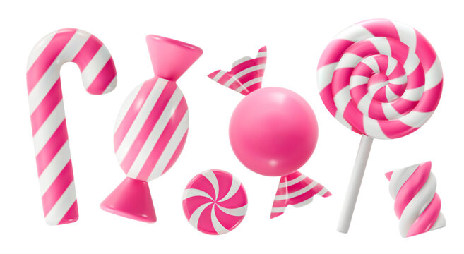 Pink candy seamless pattern 3d vector illstration isolated