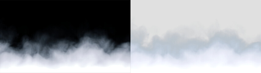 Soft gray clouds drift gently across a transparent background during a quiet time in nature © Liubov