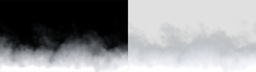 Fototapeta premium Soft fog covers ground in early morning light in a natural setting on a transparent background