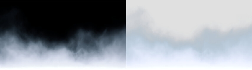 Fototapeta premium Smoke rising from a surface during early morning hours creates a soft, cloudy effect on a transparent background for digital use