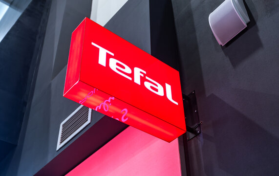 Signboard Tefal. Tefal is a French cookware and small appliance manufacturer