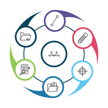 outline edit tools icons set - line tool, folders, pen edit, file folder. editable vector for web and mobile ui