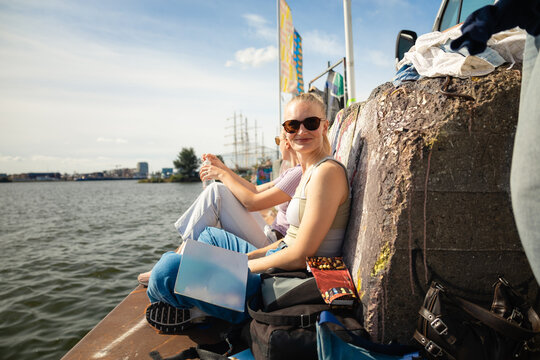 Woman at Amsterdam waterfront