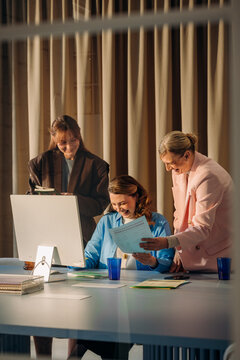 Three women working in the office
