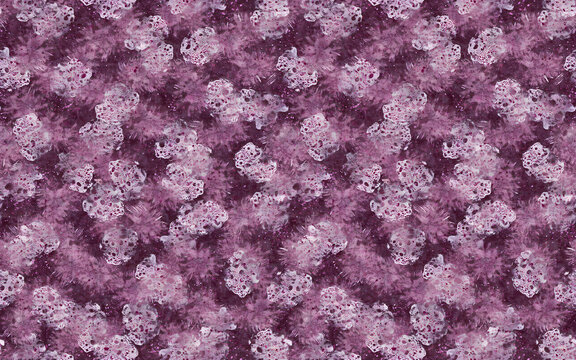 Abstract purple pattern featuring textured watercolor brush strokes and artistic layers