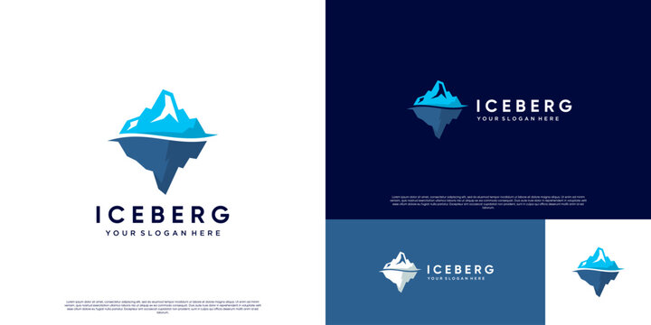 Global warming logo with floating iceberg shape, vector design template.