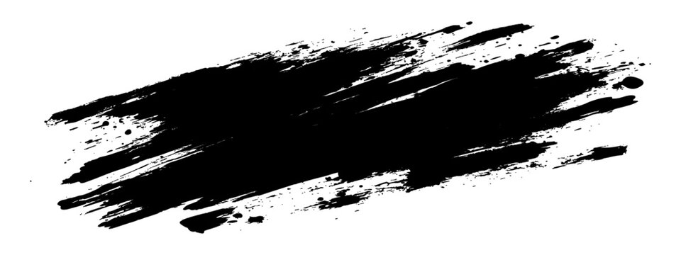 Black dry brush stroke paint swipe abstract artistic grunge texture background vector illustration.