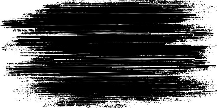 Dense black grunge paint brush stroke texture abstracts messy ink banner background creative rough vector illustration.