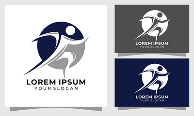 Obraz premium Running Man Fitness Logo Design Active Sport Concept