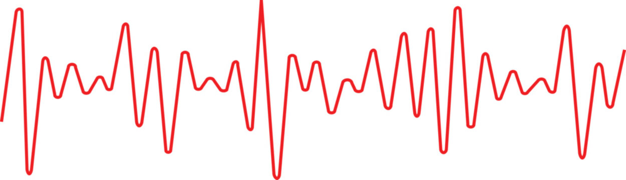 Red electrocardiogram waveform pattern on white background used in medical diagnostics to monitor heart activity in real time  medical technology concept