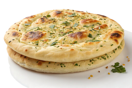 Amritsari Kulcha, stuffed Punjabi bread, isolated on white background