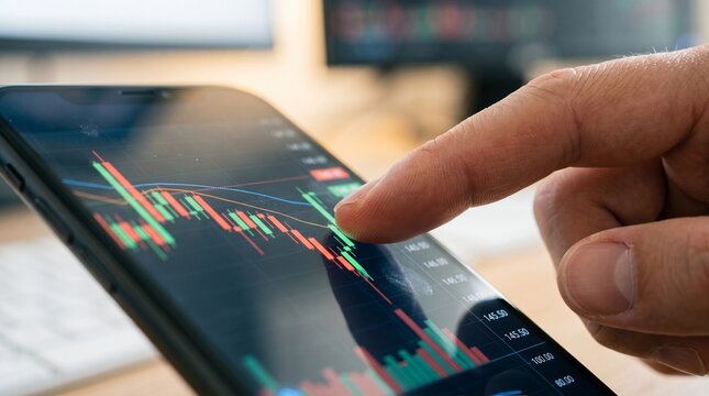 man using digital tablet
Stock trading candlestick chart tablet