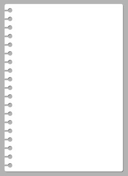 Page of torn blank white paper from a spiral notebook vector illustration