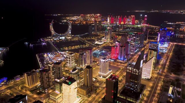 Qatar Lusail Marina Aerial View at Night