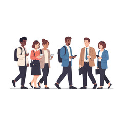 Obraz premium Diverse group of business people walking together