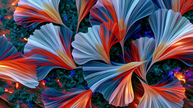 Abstract Dried Flower Petals in Red White and Blue Macro Texture