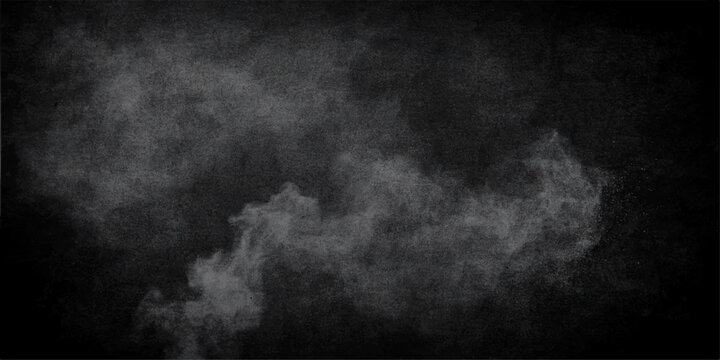 Abstract black and white smoke swirling on dark background with mist fog and cloud texture motion design element for atmospheric weather and nature concept steam air water fire storm sky night dust ex