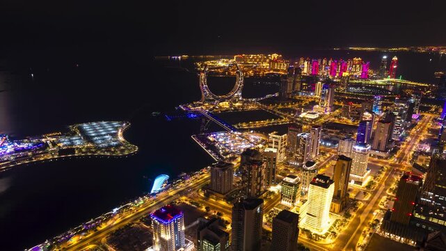 Qatar Lusail Marina Aerial View at Night