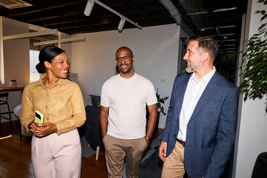 Colleagues navigate the corporate setting.