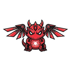 Naklejka premium Cute Red Dragon Cartoon Character.