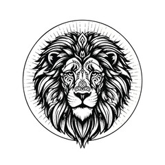 Obraz premium Detailed Lion Face Closeup Illustration.