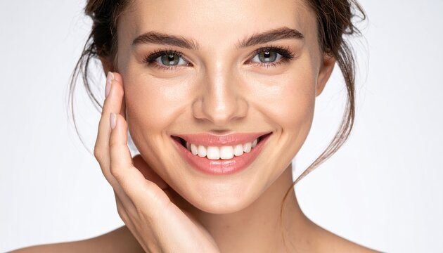 perfect smile concept with natural beauty and oral healthcare theme, clean white background