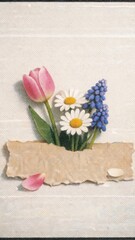 Fototapeta premium Floral elegance on textured mobile wallpaper