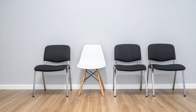 empty chair in interview room, recruitment and hiring process concept