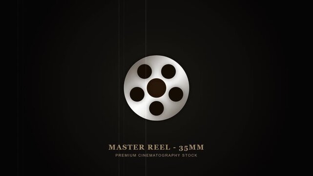 Minimalist Film Reel Icon with Vintage Grain Texture Background