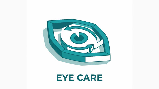 Eye Care Logo Graphic Featuring Stylized Teal Eye Design and Text.