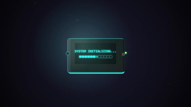 System initializing progress bar on a futuristic digital tablet screen