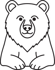 Cute bear portrait drawing with simple lines for children coloring activity print page. © kazi Motassim Billah
