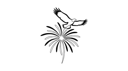 Obraz premium Eagle Flying Over Abstract Firework Burst - Symbol of Freedom and Celebration