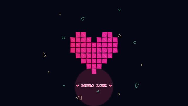 Pixelated Heart Animation With Retro Love Text Motion Graphics