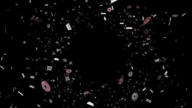 Pieces of Clock Technology Endless Animation, Background, on Alpha Channel Loop
