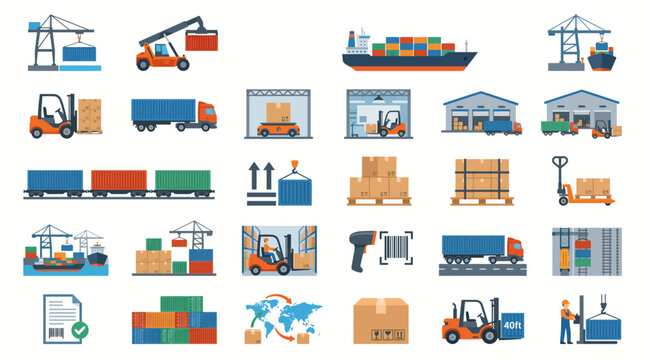 Logistics and Shipping Icons Set.