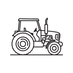 Obraz premium Farm tractor outline a linear depiction of agricultural machinery black and transparent silhouette vehicle agriculture