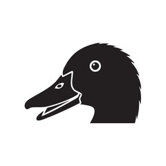 Fototapeta premium Duck head profile a solid black silhouette against a plain backdrop avian illustration silhouette waterfowl